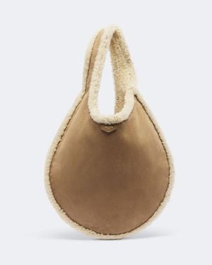 Alaïa Schultertasche One Piece Mit Shearling - Natur