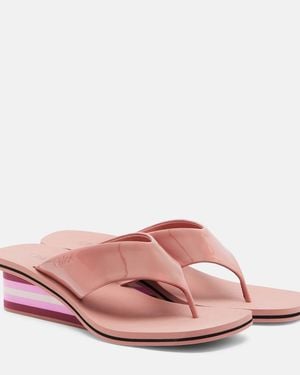 Chloé Swimming Cool Leather Wedge Thong Sandals - Pink
