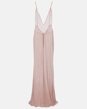 The New Arrivals Ilkyaz Ozel Claudie Sequined Sheer Gown - Pink