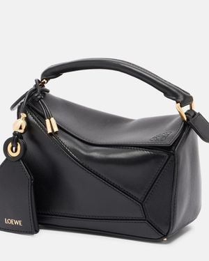 Loewe Bolso Featherlight Puzzle Mini De Piel - Negro