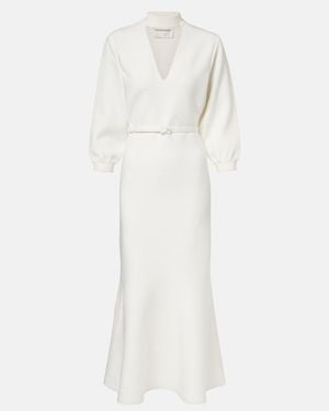 Roland Mouret Cutout Knitted Belted Midi Dress - White