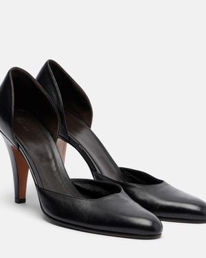The Row Ornella D'Orsay Leather Court Shoes - Black