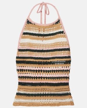 The Upside Crochet Halterneck Cotton Top - Multicolour