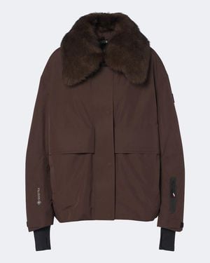 Moncler Piumino Da Sci Con Shearling - Marrone