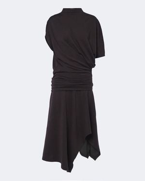 Lemaire Vestido En Mezcla De Lana Fruncido - Negro