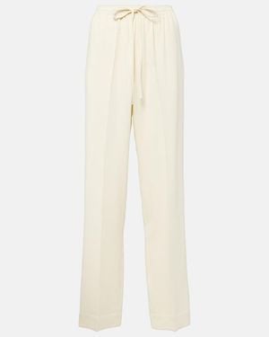 Asceno Aurelia Crepe Straight Trousers - Natural