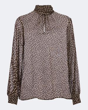 Nili Lotan Remie Polka-Dot Silk Chiffon Blouse - Brown