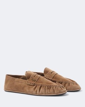 Saint Laurent Le Loafer Suede Penny Loafers - Brown