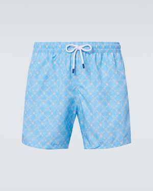 Fedeli Madeira Printed Swim Trunks - Blue