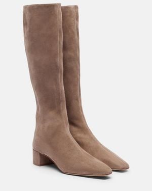 Aquazzura Saint Honore 35 Suede Knee-High Boots - Brown