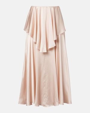 Chloé Ruffled Silk Satin Skirt - Pink
