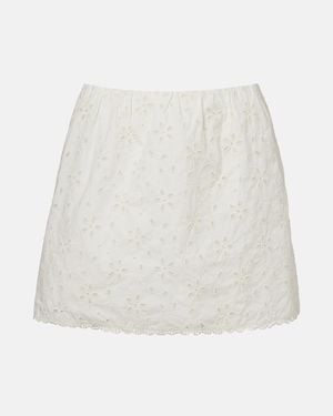 Posse Salma Embroidered Cotton Miniskirt - White