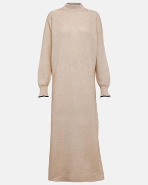 Brunello Cucinelli Alpaca And Cotton Midi Dress - Natural