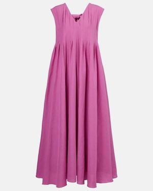 Max Mara Max Mara Piega Ramie And Cotton Pleated Maxi Dress - Purple