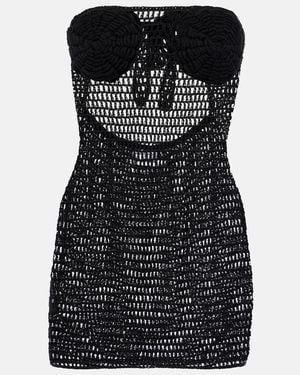 Anna Kosturova Camellia Cotton Crochet Minidress - Black