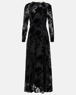Zimmermann Burnout Sheath Floral Velvet Maxi Dress - Black