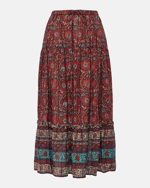 Ulla Johnson Paige Printed Cotton-Blend Midi Skirt - Red