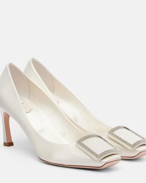 Roger Vivier Trompette 70 Embellished Satin Court Shoes - White