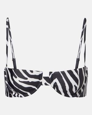 SAME Zebra-Print Bikini Top - Black