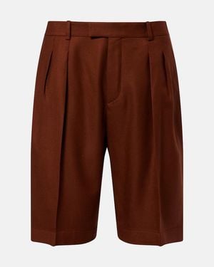 Saint Laurent Pleated Cashmere Bermuda Shorts - Brown