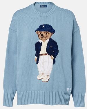 Polo Ralph Lauren Polo Bear Oversized Cotton Jumper - Blue