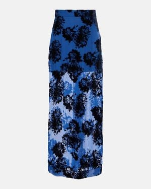 Nina Ricci Devore Velvet Maxi Skirt - Blue