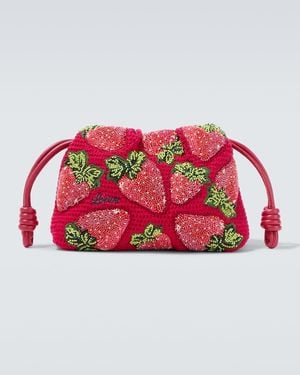 Loewe Paula's Ibiza Clutch Flamenco Strawberry Mini - Rot
