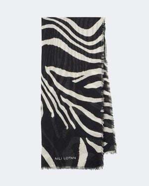 Nili Lotan Zebra-Print Scarf - Black