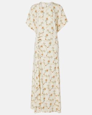 Rabanne Floral Gathered Midi Dress - Metallic