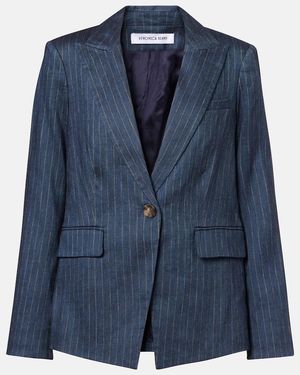Veronica Beard Obie Pinstripe Linen-Blend Blazer - Blue