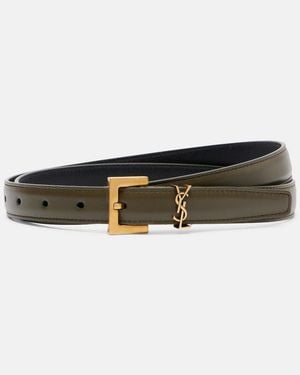 Saint Laurent Cassandre Leather Belt - Green