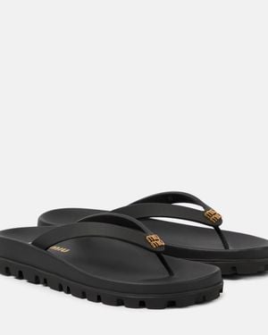 Miu Miu Logo Thong Sandals - Black