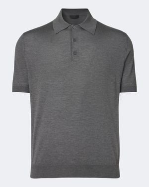 Prada Cashmere And Silk Polo Shirt - Grey