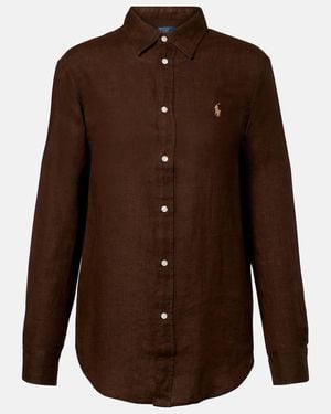 Polo Ralph Lauren Chic Long Sleeve Button-Up Shirt For - Brown