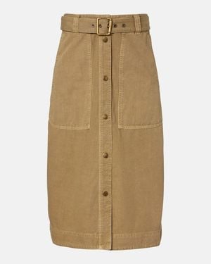 Moncler Belted Denim Midi Skirt - Natural