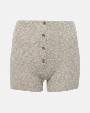 Magda Butrym Knitted Linen And Cotton Shorts - Gray