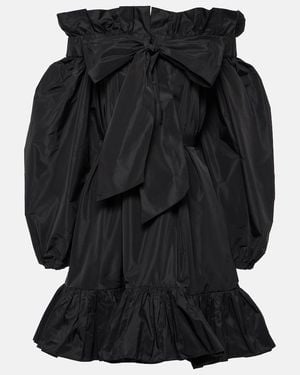 Patou Bow-Detail Ruffled Faille Minidress - Black