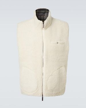 God's True Cashmere Reversible Cashmere And Wool Vest With Emerald - White
