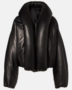 Alaïa Leather Bomber Jacket - Black