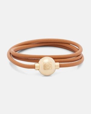 Loewe Anagram Embellished Leather Bracelet - Brown