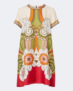 La DoubleJ Mini Swing Printed Silk Minidress - Multicolour