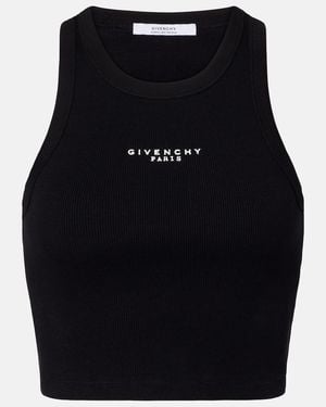 Givenchy Logo Cropped Cotton Jersey Tank Top - Black