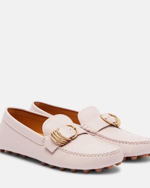 Tod's Gommino Macro Leather Driving Shoes - Pink