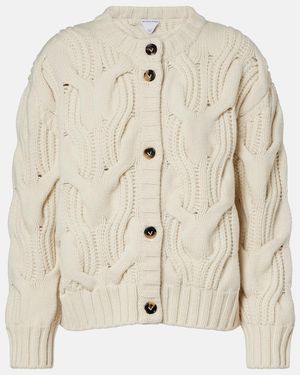 Bottega Veneta Cable-Knit Wool Cardigan - Natural