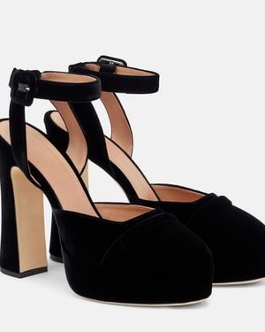 Malone Souliers Mora 125 Velvet Platform Pumps - Black