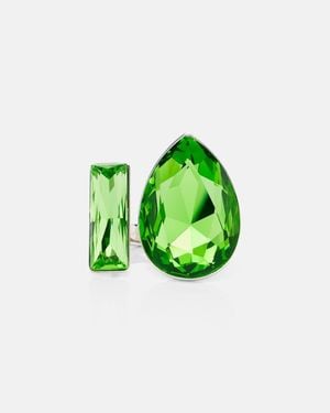 Dries Van Noten Ring Mit Kristallen - Grün