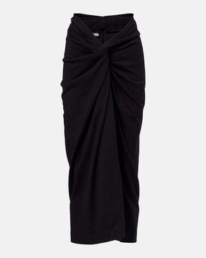 Dries Van Noten Gathered Cotton Midi Skirt - Black