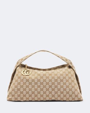 Gucci Infinity Large Gg Canvas Shoulder Bag - Natural