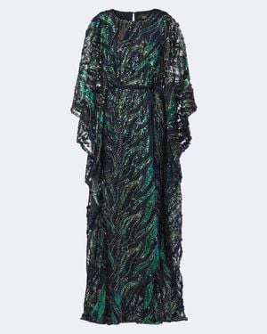 Taller Marmo Caftano Firefly Con Paillettes - Verde