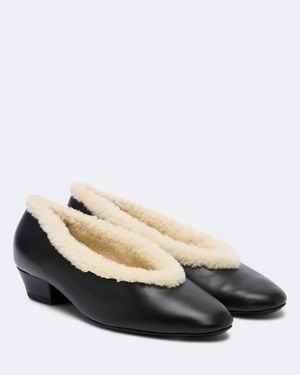 Magda Butrym Shearling-Lined Leather Court Shoes - Black